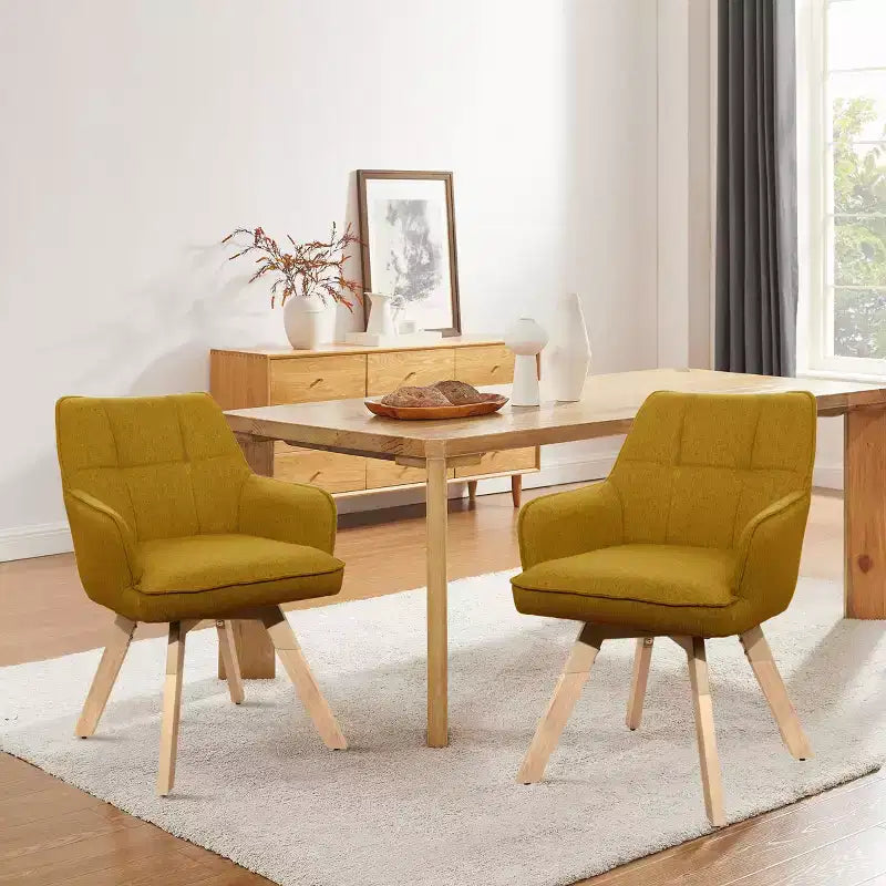 Chaise d'appoint de salle à manger Art Leon en bois et tissu, lot de 2