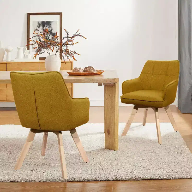 Chaise d'appoint de salle à manger Art Leon en bois et tissu, lot de 2