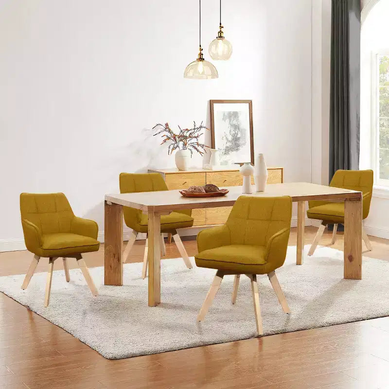 Chaise d'appoint de salle à manger Art Leon en bois et tissu, lot de 2