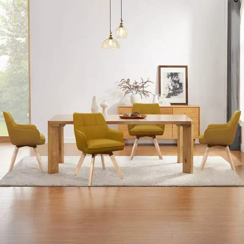 Chaise d'appoint de salle à manger Art Leon en bois et tissu, lot de 2