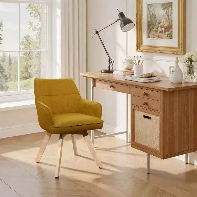 Chaise d'appoint de salle à manger Art Leon en bois et tissu, lot de 2