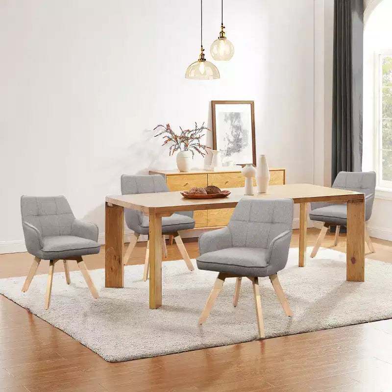 Chaise d'appoint de salle à manger Art Leon en bois et tissu, lot de 2