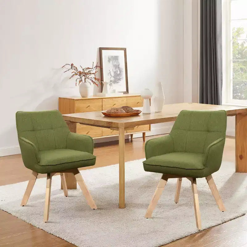Chaise d'appoint de salle à manger Art Leon en bois et tissu, lot de 2