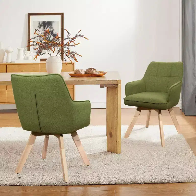 Chaise d'appoint de salle à manger Art Leon en bois et tissu, lot de 2