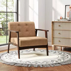 Costway Lot de 2 fauteuils d'appoint boutonnés, style moderne du milieu du siècle, avec accoudoirs, marron/noir/caramel