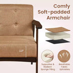 Costway Lot de 2 fauteuils d'appoint boutonnés, style moderne du milieu du siècle, avec accoudoirs, marron/noir/caramel