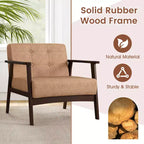 Costway Lot de 2 fauteuils d'appoint boutonnés, style moderne du milieu du siècle, avec accoudoirs, marron/noir/caramel
