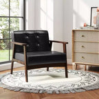 Costway Lot de 2 fauteuils d'appoint boutonnés, style moderne du milieu du siècle, avec accoudoirs, marron/noir/caramel