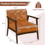 Costway Lot de 2 fauteuils d'appoint boutonnés, style moderne du milieu du siècle, avec accoudoirs, marron/noir/caramel