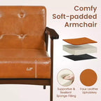 Costway Lot de 2 fauteuils d'appoint boutonnés, style moderne du milieu du siècle, avec accoudoirs, marron/noir/caramel