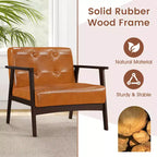 Costway Lot de 2 fauteuils d'appoint boutonnés, style moderne du milieu du siècle, avec accoudoirs, marron/noir/caramel