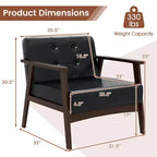 Costway Lot de 2 fauteuils d'appoint boutonnés, style moderne du milieu du siècle, avec accoudoirs, marron/noir/caramel