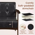 Costway Lot de 2 fauteuils d'appoint boutonnés, style moderne du milieu du siècle, avec accoudoirs, marron/noir/caramel