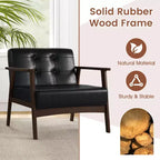 Costway Lot de 2 fauteuils d'appoint boutonnés, style moderne du milieu du siècle, avec accoudoirs, marron/noir/caramel