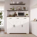 Buffet Cabinet with Storage, Large Wood Coffee Bar Cabinet with Drawers, Doors and Shelves, Farmhouse Kitchen Sideboard Table for Home
