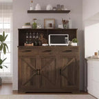 Meuble Buffet avec Rangement, Grand Bar à Café en Bois avec Tiroirs, Portes et Étagères, Buffet de Cuisine Fermière pour la Maison