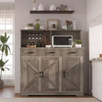 Meuble Buffet avec Rangement, Grand Bar à Café en Bois avec Tiroirs, Portes et Étagères, Buffet de Cuisine Fermière pour la Maison