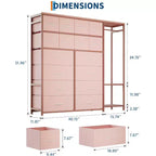 Portant à Vêtements avec 16 Tiroirs en Tissu et 2 Étagères de Rangement, Organisateur de Placard Autonome pour Vêtements Suspendus, Penderie Robuste