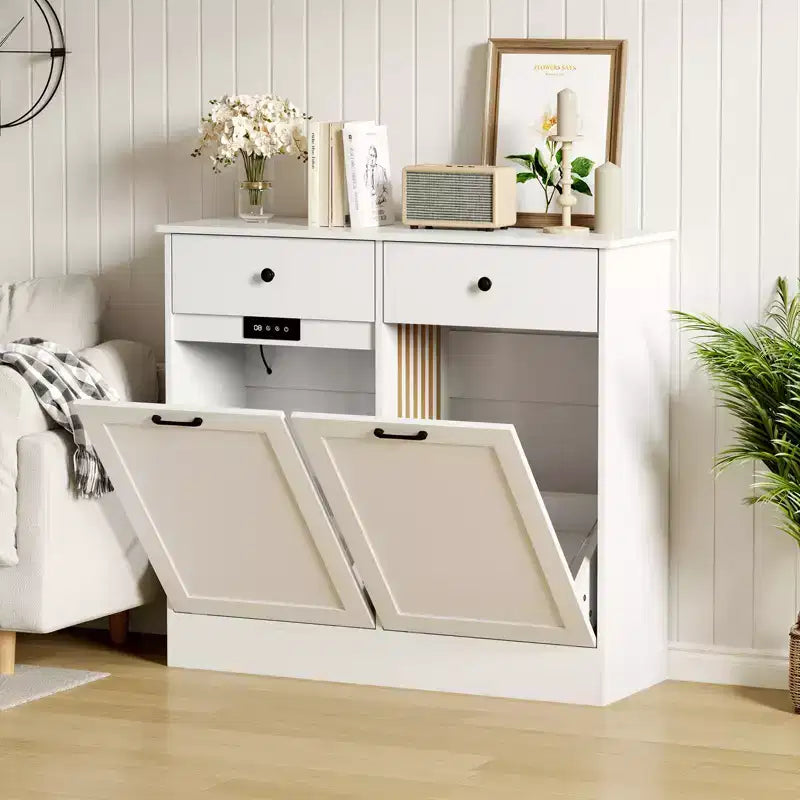 Poubelle de cuisine basculante de 75 litres avec fonction désodorisante et 2 tiroirs