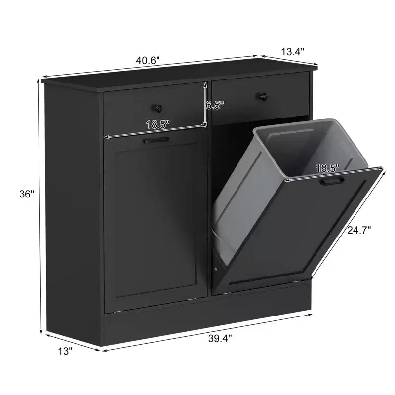Poubelle de cuisine basculante de 75 litres avec fonction désodorisante et 2 tiroirs