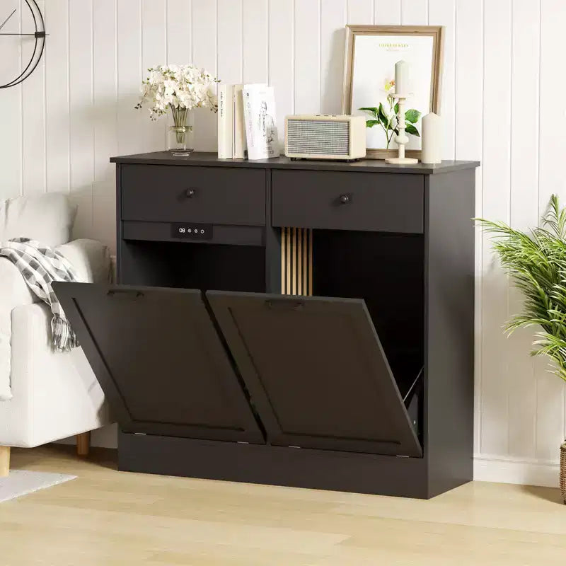 Poubelle de cuisine basculante de 75 litres avec fonction désodorisante et 2 tiroirs