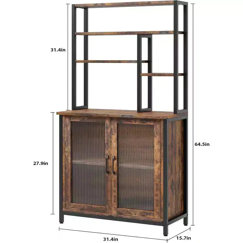 Étagère de rangement pour micro-ondes 64 avec étagère de rangement à 5 niveaux, meuble de cuisine vintage pour grands appareils, station de café pour cuisine, salle à manger