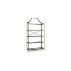 Ashley Furniture Bernonly 72 Glass Bookcase - 5 Shelf Metal Frame Display Storage Unit, Antique Bronze Finish