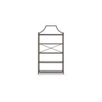 Bibliothèque Bernonly 72 en verre, 5 étagères, meuble de rangement avec cadre métallique, finition bronze antique, par Ashley Furniture