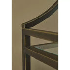 Bibliothèque Bernonly 72 en verre, 5 étagères, meuble de rangement avec cadre métallique, finition bronze antique, par Ashley Furniture