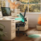 Captiva Designs Chaise de bureau ergonomique à dossier haut en maille, réglable en hauteur, pivotante avec accoudoirs relevables, noir