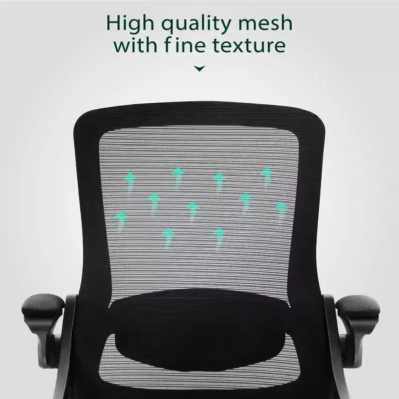 Captiva Designs Chaise de bureau ergonomique à dossier haut en maille, réglable en hauteur, pivotante avec accoudoirs relevables, noir