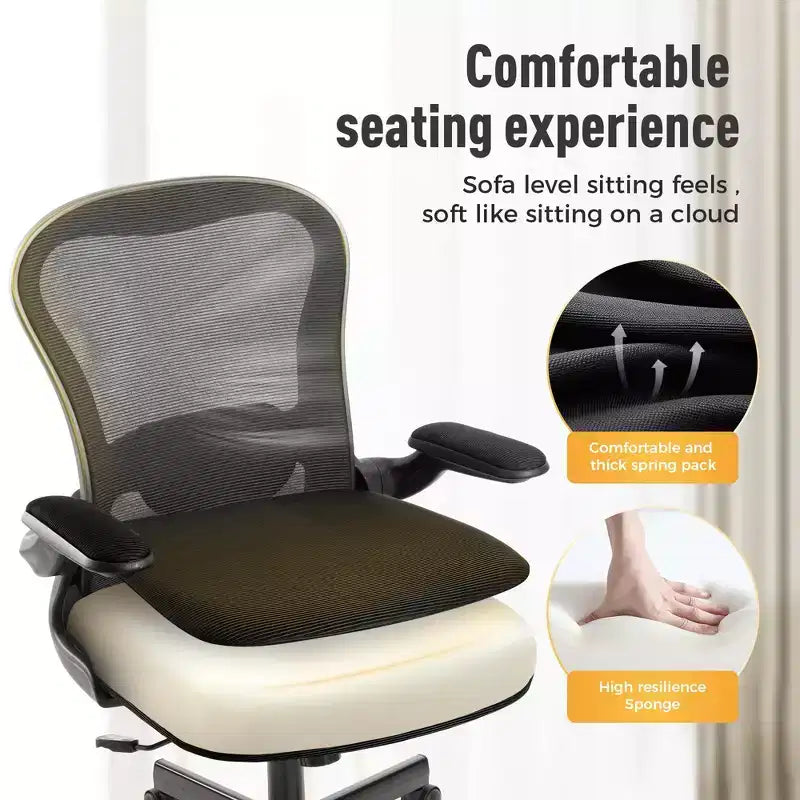 Captiva Designs Chaise de bureau ergonomique à dossier haut en maille, réglable en hauteur, pivotante avec accoudoirs relevables, noir