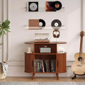 35 Large Record Player Stand, Rustic Vinyl Record Record Storage Cabinet, Player Turntable Stand with Open Shelves, Record Player Table