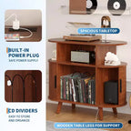 Meuble de rangement pour disques vinyles rustique 35, support pour platine vinyle avec étagères ouvertes, table pour tourne-disque