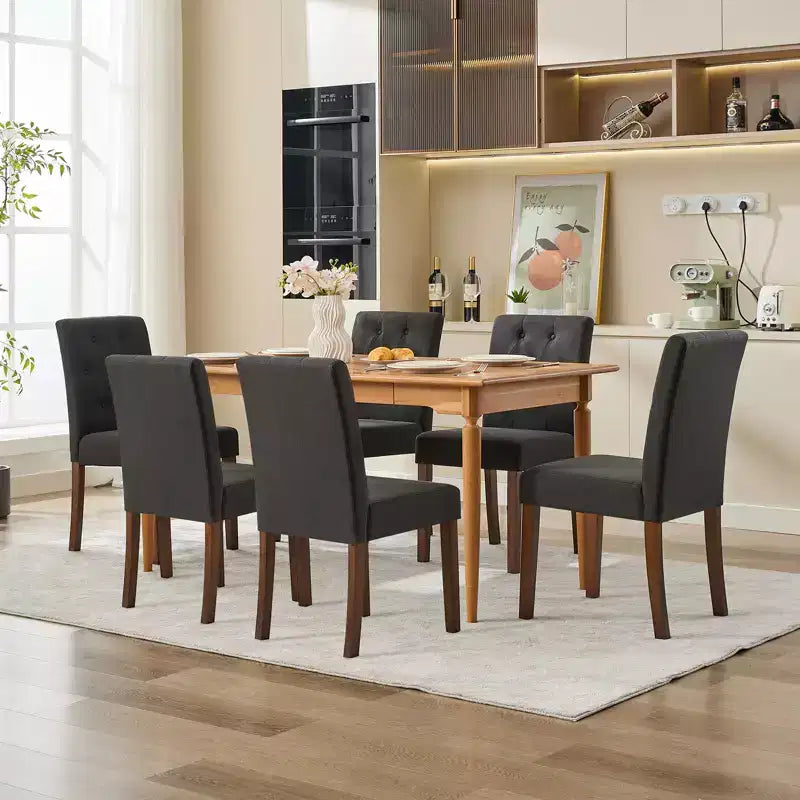 2 chaises de salle à manger capitonnées avec pieds en bois et sièges rembourrés, en tissu rembourré pour meubles de salon et de cuisine