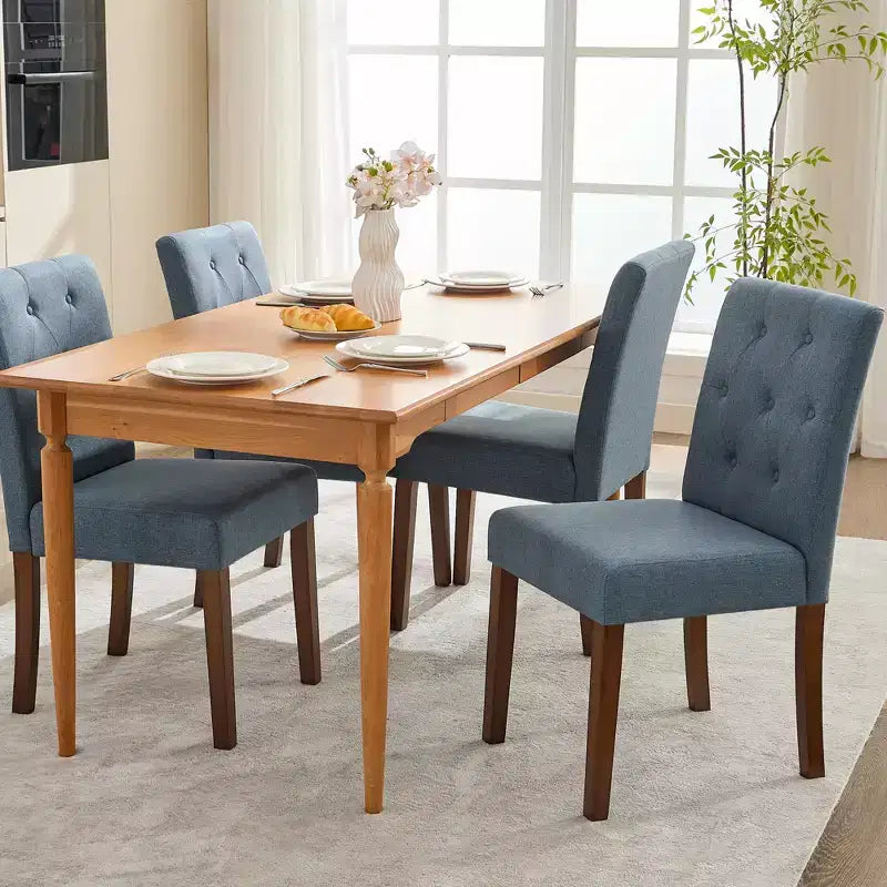 2 chaises de salle à manger capitonnées avec pieds en bois et sièges rembourrés, en tissu rembourré pour meubles de salon et de cuisine