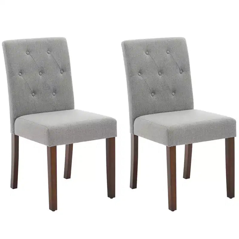 2 chaises de salle à manger capitonnées avec pieds en bois et sièges rembourrés, en tissu rembourré pour meubles de salon et de cuisine