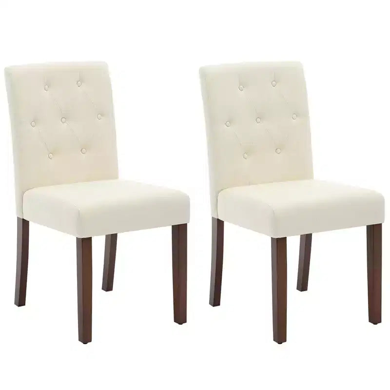 2 chaises de salle à manger capitonnées avec pieds en bois et sièges rembourrés, en tissu rembourré pour meubles de salon et de cuisine