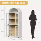 Étagère arquée de 181,3 cm avec rangement, bibliothèque de ferme à 4 niveaux, avec portes et tiroirs, pour salon, cuisine