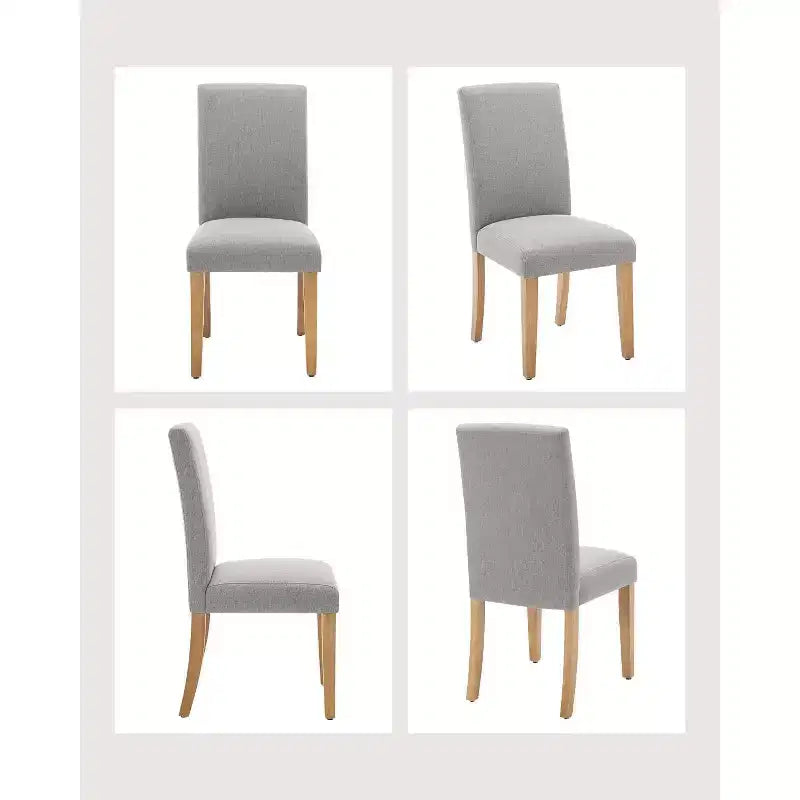 Ensemble de 2 chaises de salle à manger, rembourrées en tissu moderne avec dossier incurvé, pieds en bois robustes, pour salle à manger, cuisine et maison, tissu facile à nettoyer
