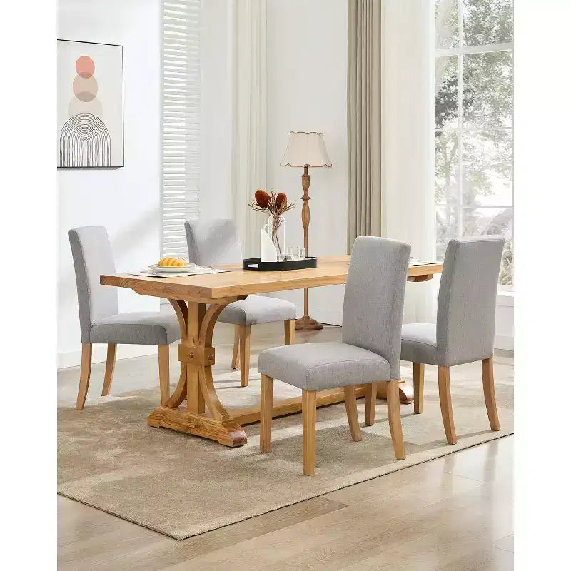 Ensemble de 2 chaises de salle à manger, rembourrées en tissu moderne avec dossier incurvé, pieds en bois robustes, pour salle à manger, cuisine et maison, tissu facile à nettoyer