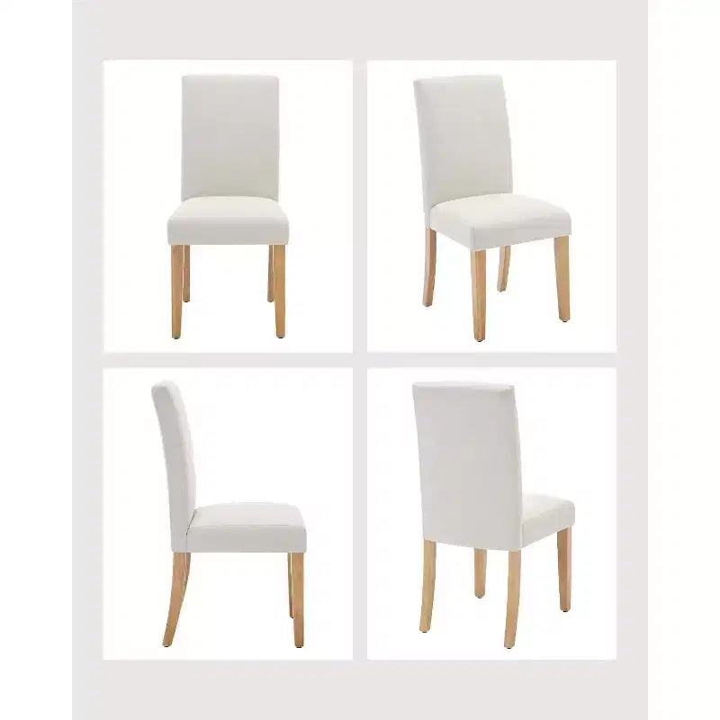 Ensemble de 2 chaises de salle à manger, rembourrées en tissu moderne avec dossier incurvé, pieds en bois robustes, pour salle à manger, cuisine et maison, tissu facile à nettoyer