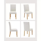 Ensemble de 2 chaises de salle à manger, rembourrées en tissu moderne avec dossier incurvé, pieds en bois robustes, pour salle à manger, cuisine et maison, tissu facile à nettoyer