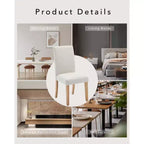 Ensemble de 2 chaises de salle à manger, rembourrées en tissu moderne avec dossier incurvé, pieds en bois robustes, pour salle à manger, cuisine et maison, tissu facile à nettoyer