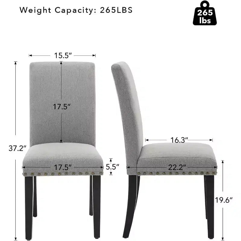 Ensemble de 2 chaises de salle à manger, rembourrées en tissu moderne avec dossier incurvé, pieds en bois robustes, pour salle à manger, cuisine et maison, tissu facile à nettoyer