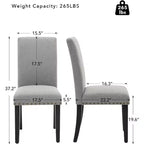 Ensemble de 2 chaises de salle à manger, rembourrées en tissu moderne avec dossier incurvé, pieds en bois robustes, pour salle à manger, cuisine et maison, tissu facile à nettoyer