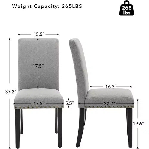 Ensemble de 2 chaises de salle à manger, rembourrées en tissu moderne avec dossier incurvé, pieds en bois robustes, pour salle à manger, cuisine et maison, tissu facile à nettoyer