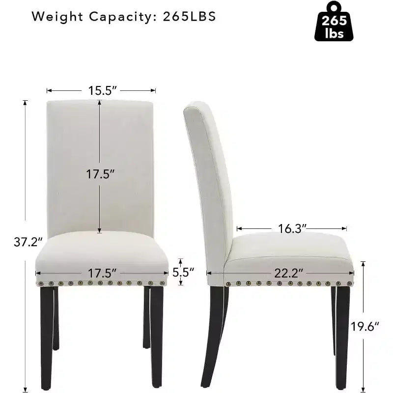 Ensemble de 2 chaises de salle à manger, rembourrées en tissu moderne avec dossier incurvé, pieds en bois robustes, pour salle à manger, cuisine et maison, tissu facile à nettoyer
