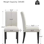 Ensemble de 2 chaises de salle à manger, rembourrées en tissu moderne avec dossier incurvé, pieds en bois robustes, pour salle à manger, cuisine et maison, tissu facile à nettoyer