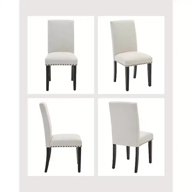 Ensemble de 2 chaises de salle à manger, rembourrées en tissu moderne avec dossier incurvé, pieds en bois robustes, pour salle à manger, cuisine et maison, tissu facile à nettoyer